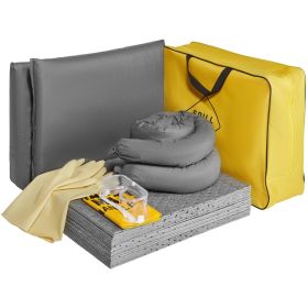 VEVOR Universal Spill Kit, Spill Control Supplies 43 pcs, Includes 30 Universal Sorbent Pads, 2 Universal Sorbent Socks 3"x4', 2 Disposal Pillows
