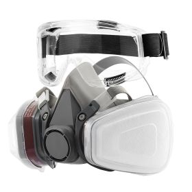 VEVOR Respirator Mask, Reusable Half Face Cover with Safety Glasses and Filters, Organic Vapor Mask and Dust-proof Face Cover, for Painting, Poli