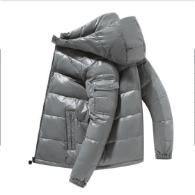 2022 Winter Men Puffer Jackets Bubble Padded Clothes Shiny Detachable Hat Warm Black Waterproof No Wash Jackets Man Down Coats (Color: C, size: S)