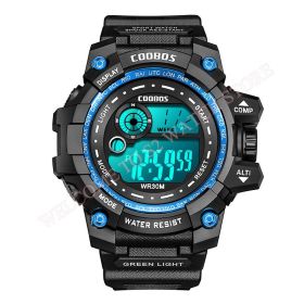 Cool Luminous Men Sport Watch High-end Silicone Strap Military Wrist Watch Led Calendar Waterproof Digital Watch reloj de hombre (Color: blue--1003, size: 1)