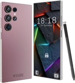 8+256GB Unlocked Smartphone, 6.8" HD+ Display, I25 5G Ultra Unlocked Phone, Built in Pen, 6000mAh Battery /Face ID+Fingerprint Lock/Dual SIM (Color: deep pink)