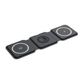 3-in-1 Wireless Charger Multifunctional Foldable Magnetic Travel Charger for Apple Watch Series1-9/SE/Ultra1`2 (Color: Black)